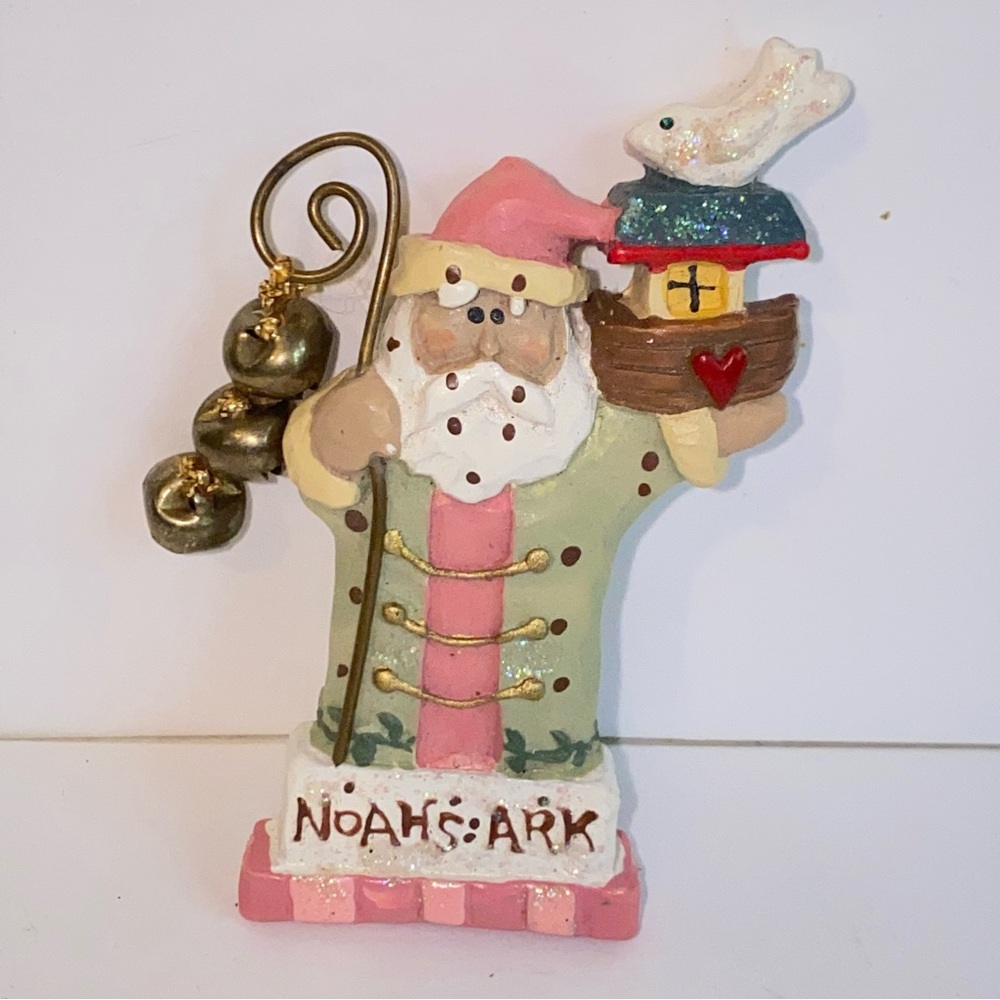 Vintage Kurt S Adler Santa Noah's Ark Resin Christmas Brooch Pin